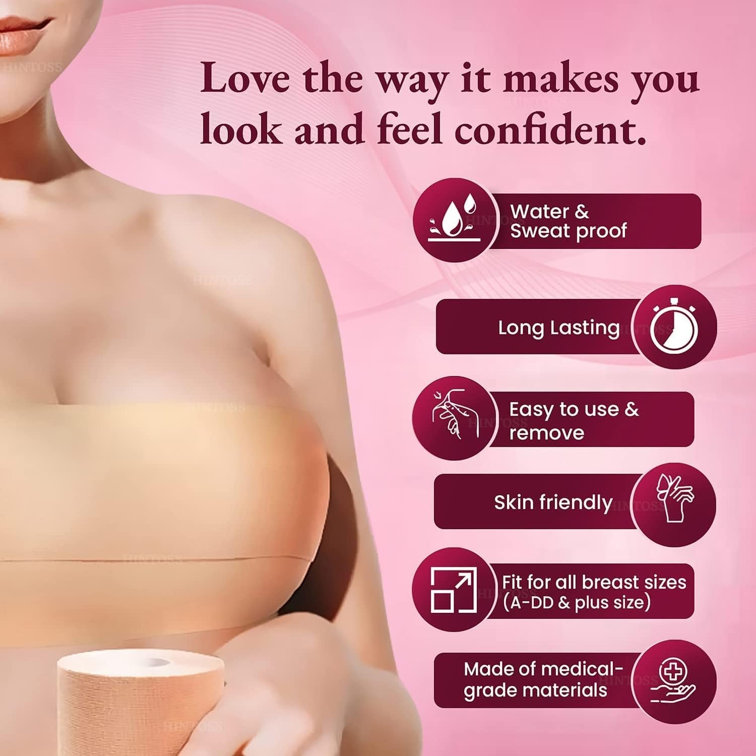 Boob Tape with 10 Nipple Pasties – All-Day Lift and Comfort
