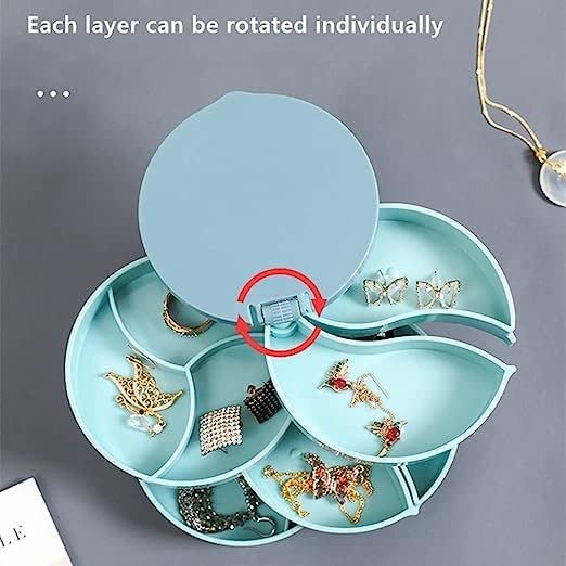 4-Layer Rotating Jewellery Box with Mirror – Organized Luxury
