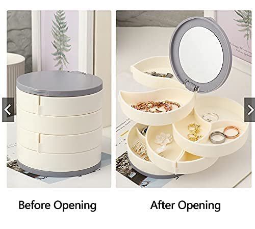 4-Layer Rotating Jewellery Box with Mirror – Organized Luxury