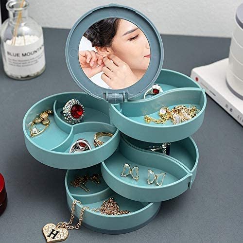 4-Layer Rotating Jewellery Box with Mirror – Organized Luxury