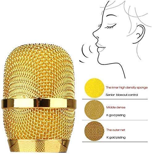Golden Round Microphone for Singing & Fun – Wireless Karaoke Mic with Echo, LED Lights & Bluetooth for Parties, Kids & Adults
