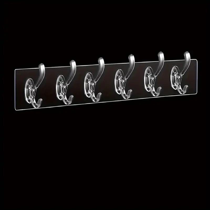 6 Rows Multifunctional Transparent Sticky Hook – Versatile Organization