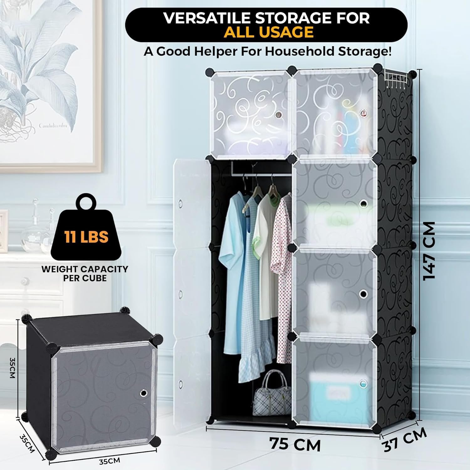 8 Door Plastic Sheet Wardrobe Storage Rack – Organize with Ease