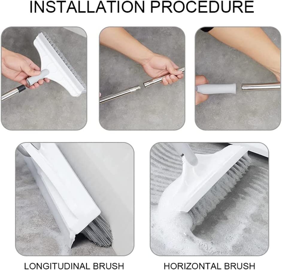 2 In 1 Long Handle Floor Cleaning Brush with Wiper
