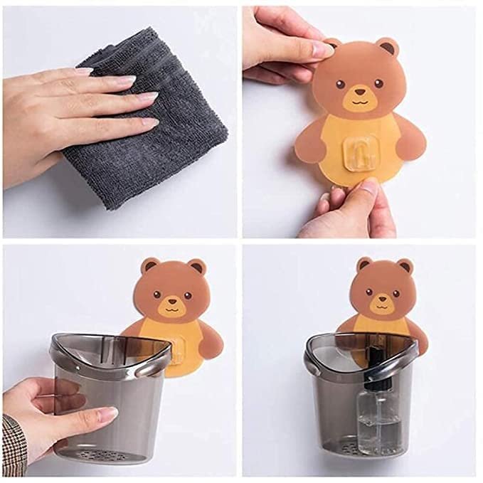 Teddy Bear Toothbrush Holder Cup Plastic