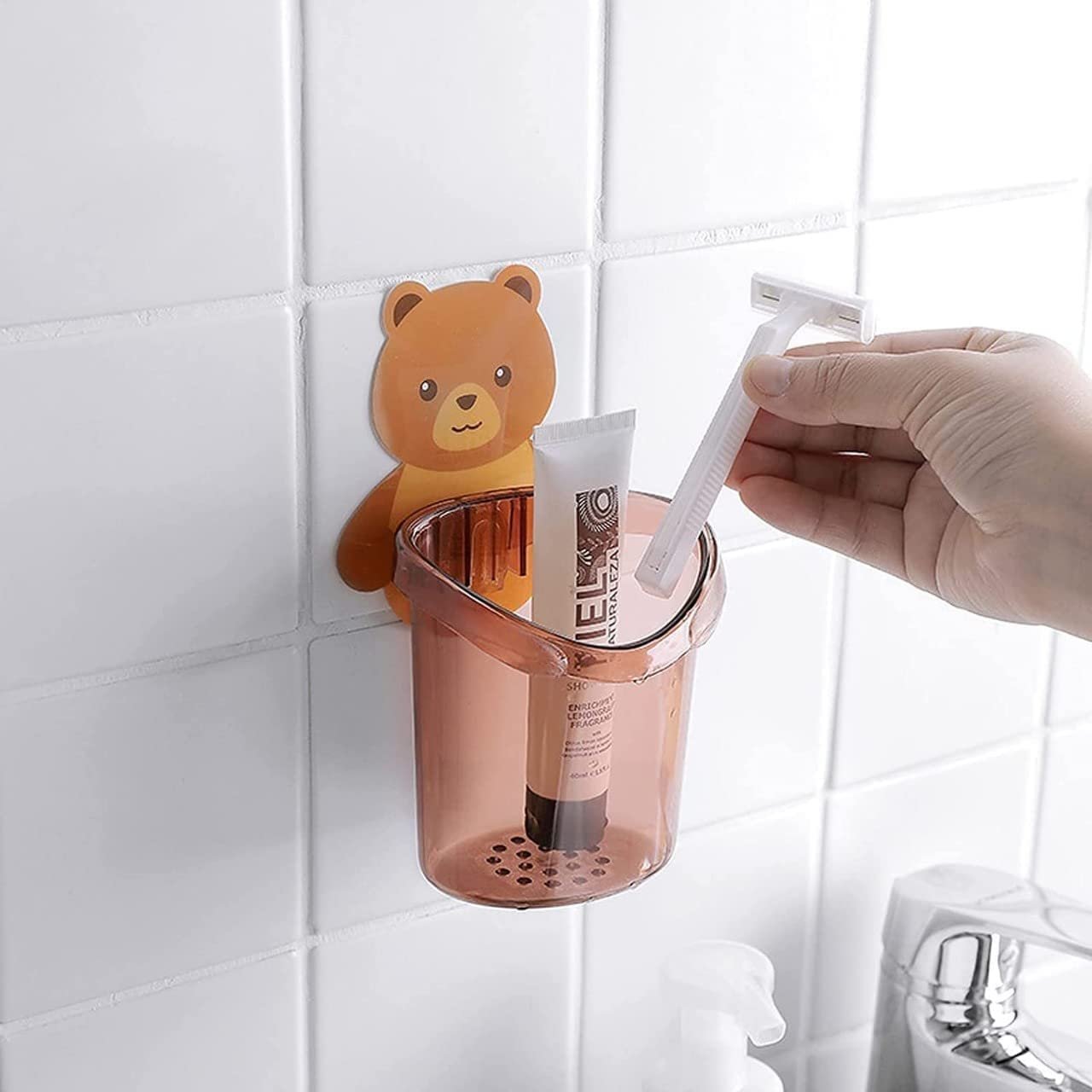 Teddy Bear Toothbrush Holder Cup Plastic