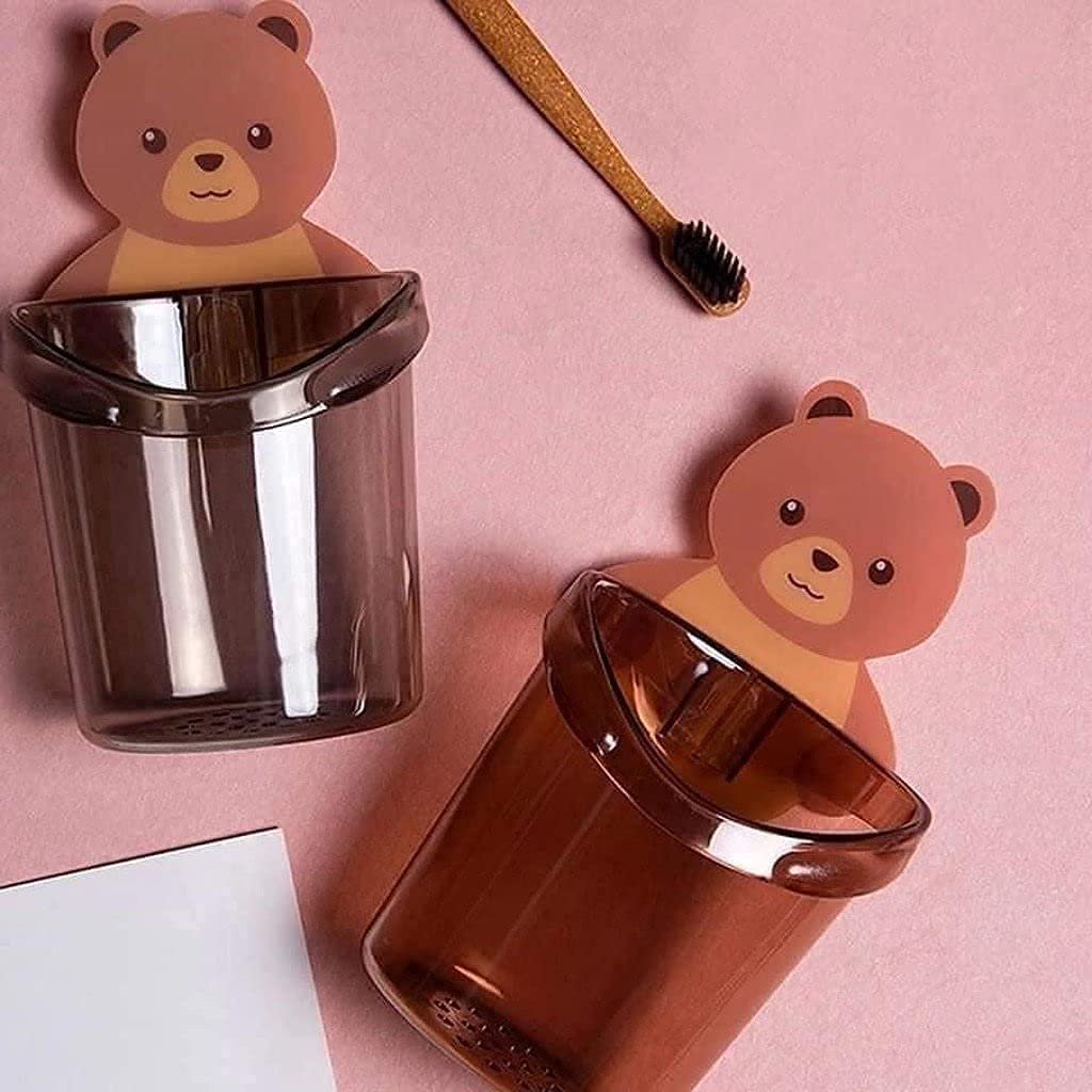 Teddy Bear Toothbrush Holder Cup Plastic