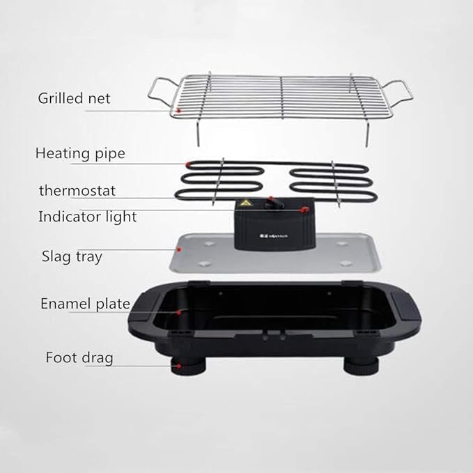 BBQ Electric Barbecue Grill | Smokeless Indoor & Outdoor Grill | Adjustable Temperature Control | Non-Stick Cooking Surface for Steaks, Vegetables