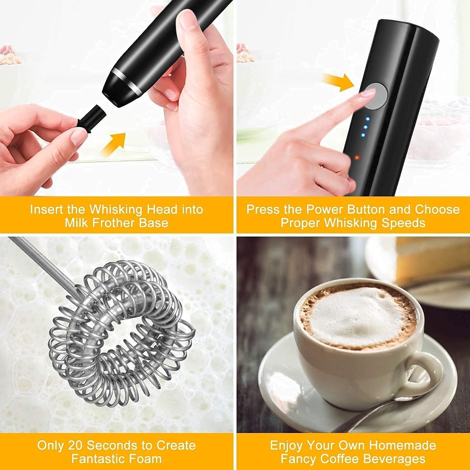 2-in-1 Cordless Electric USB Egg Coffee Mixer | Rechargeable Handheld Frother