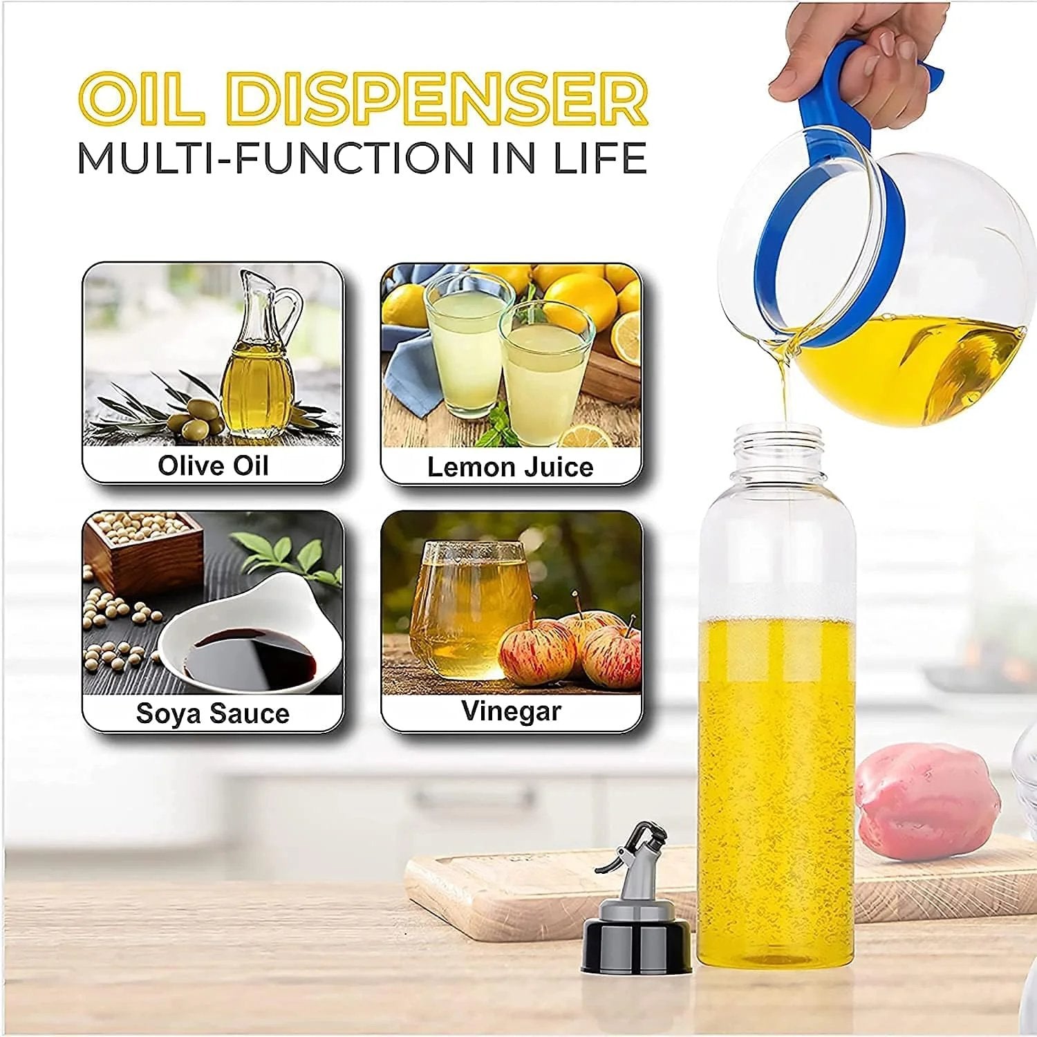 1000ML Plastic Oil Dispenser – Leakproof Cooking Oil Bottle with Easy Pour Nozzle