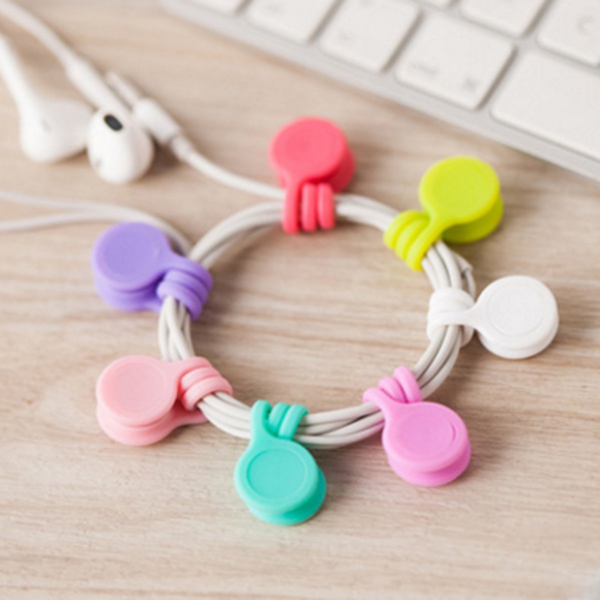 Set of 12 Silicone Magnetic Earphone Cord Winder – Tangle-Free Earphone Organizer
