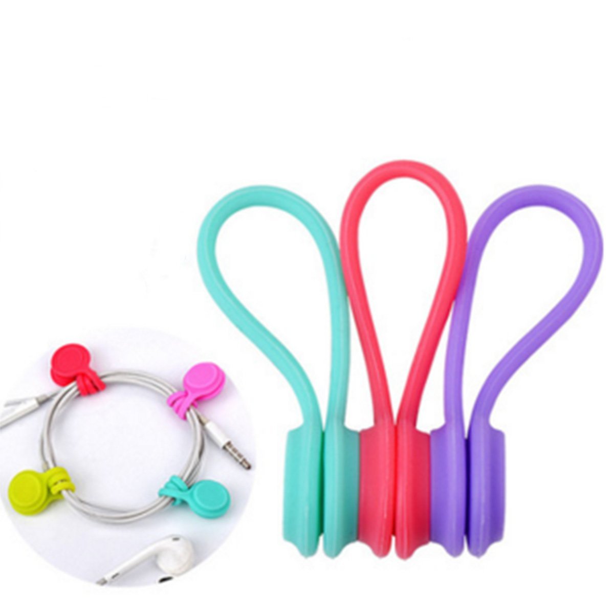 Set of 12 Silicone Magnetic Earphone Cord Winder – Tangle-Free Earphone Organizer
