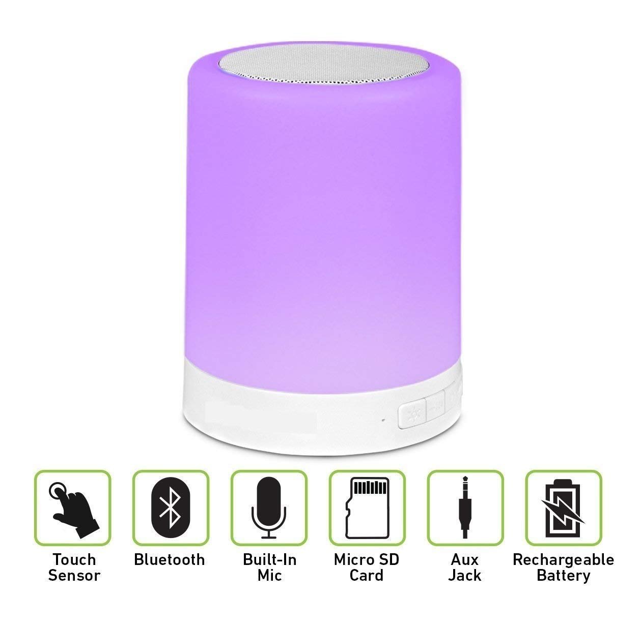 Touch Light Speaker – Portable Bluetooth Speaker with LED Light, Adjustable Light Settings