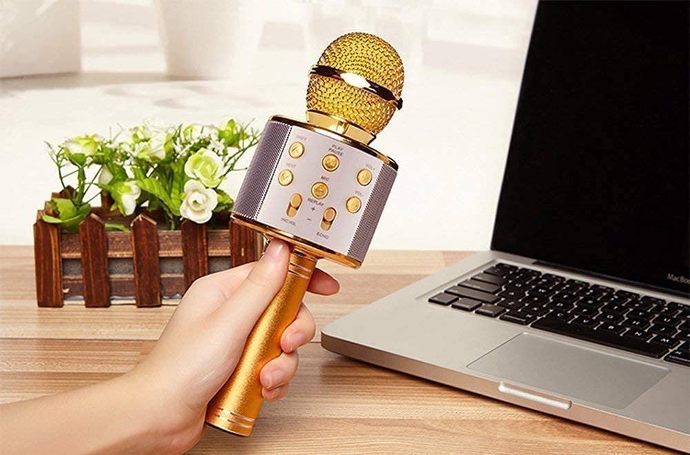 Golden Round Mike – Premium Quality Microphone for Singing, Karaoke, and Audio Recording