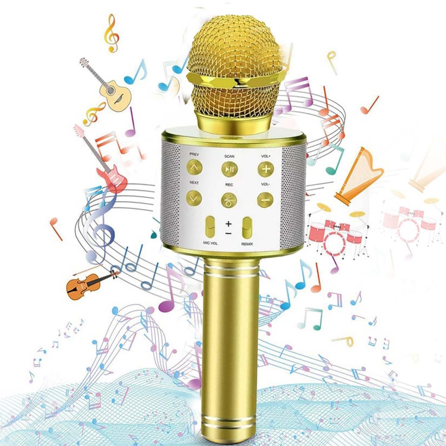 Golden Round Mike – Premium Quality Microphone for Singing, Karaoke, and Audio Recording
