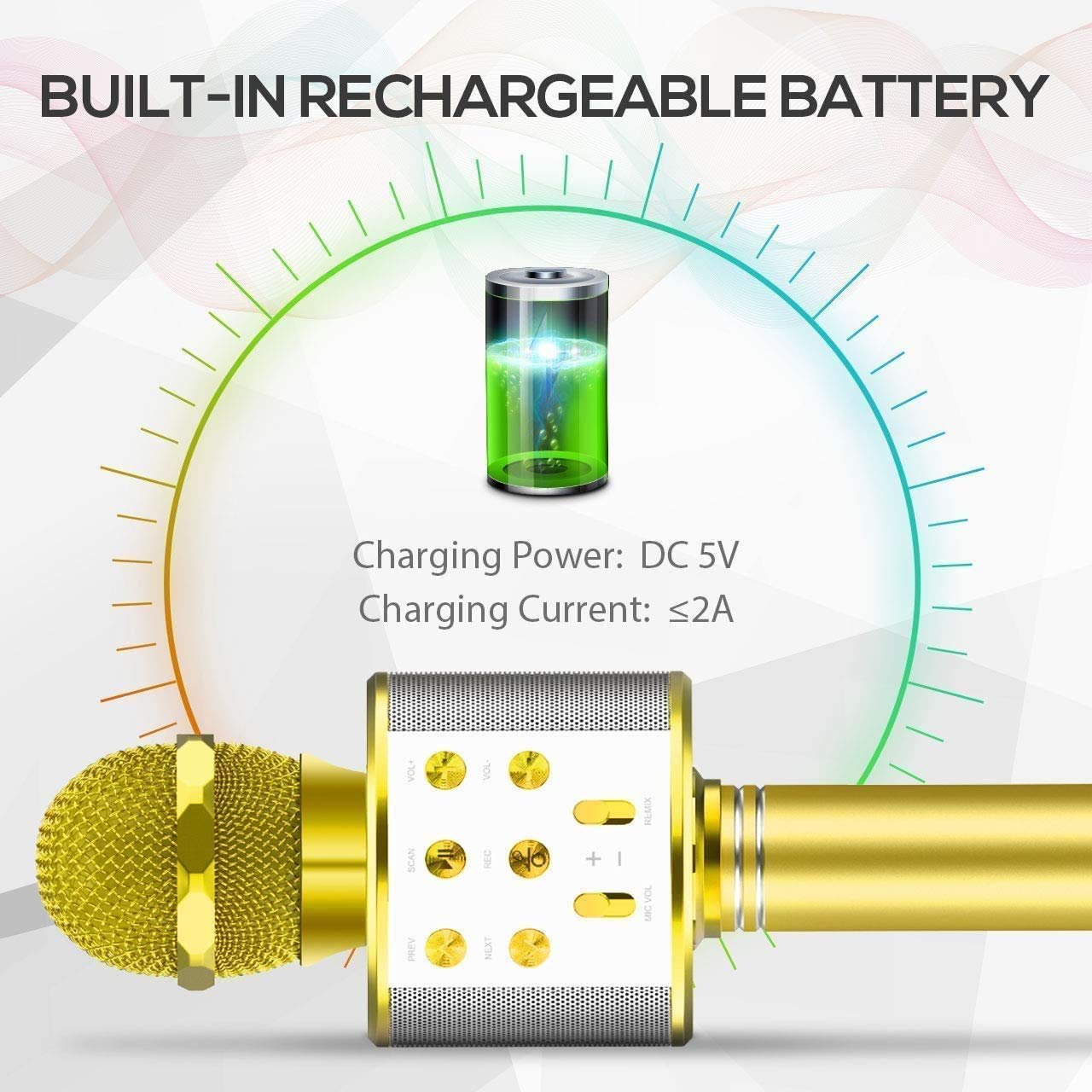 Golden Round Mike – Premium Quality Microphone for Singing, Karaoke, and Audio Recording