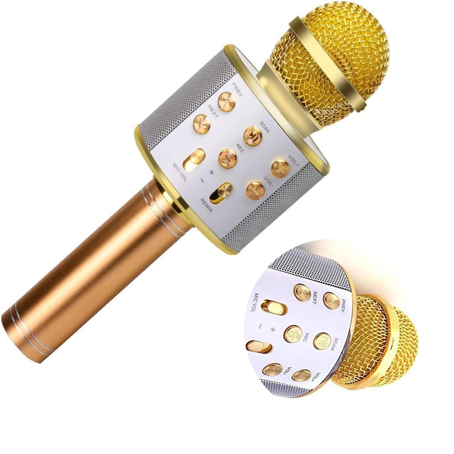 Golden Round Mike – Premium Quality Microphone for Singing, Karaoke, and Audio Recording