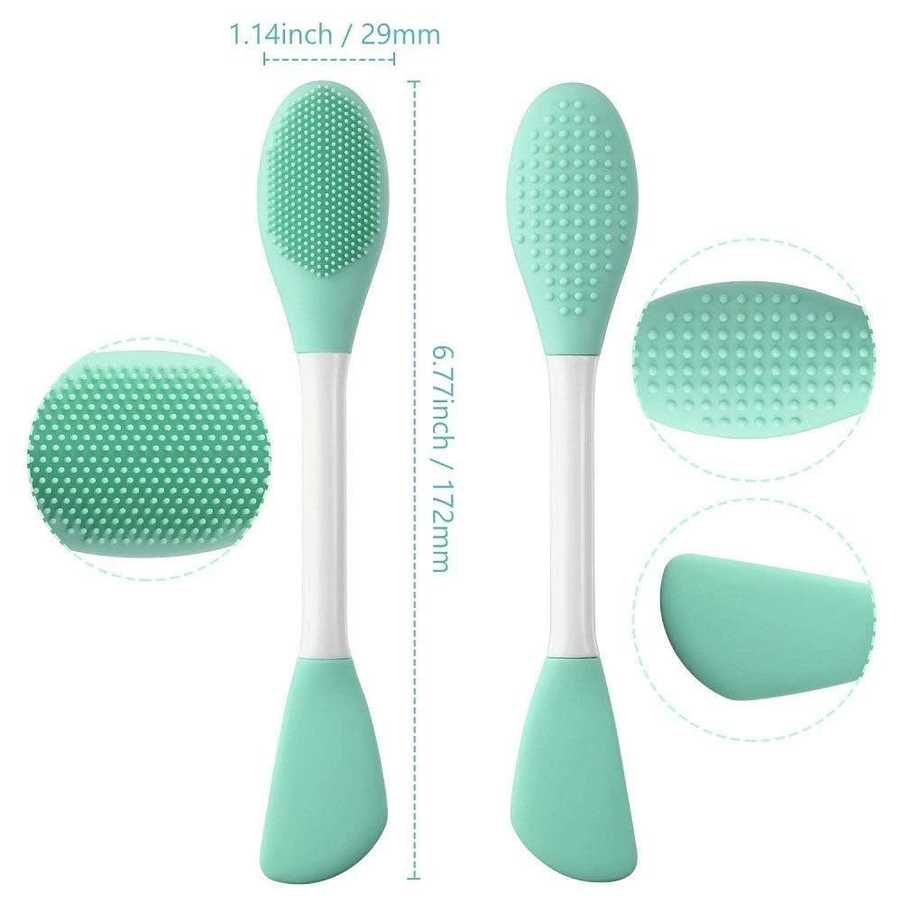 2 Side Facial Cleansing Brush ? Soft Silicone & Bristle Dual-Sided Exfoliator | Deep Pore Cleanser for Face, Gentle Scrub Brush for All Skin Types ? Reusable & Travel Friendly