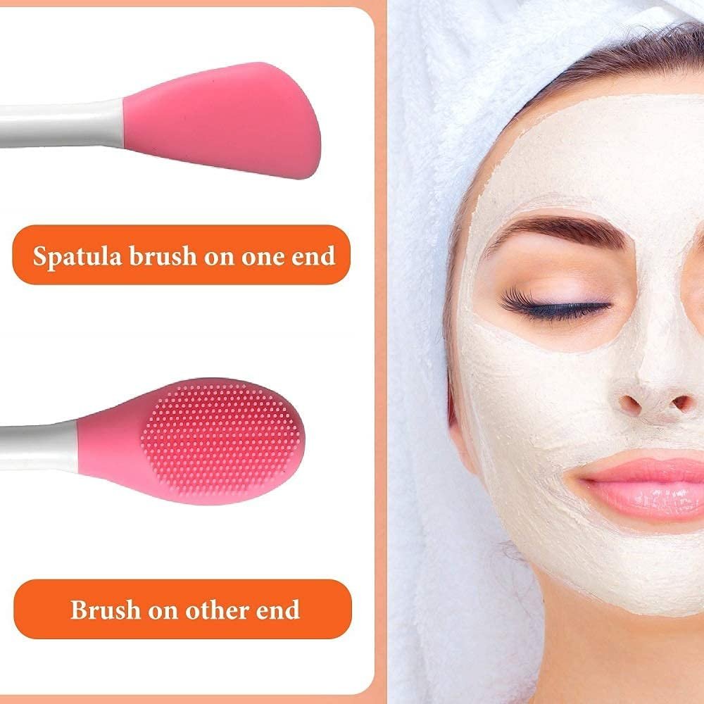 2 Side Facial Cleansing Brush ? Soft Silicone & Bristle Dual-Sided Exfoliator | Deep Pore Cleanser for Face, Gentle Scrub Brush for All Skin Types ? Reusable & Travel Friendly