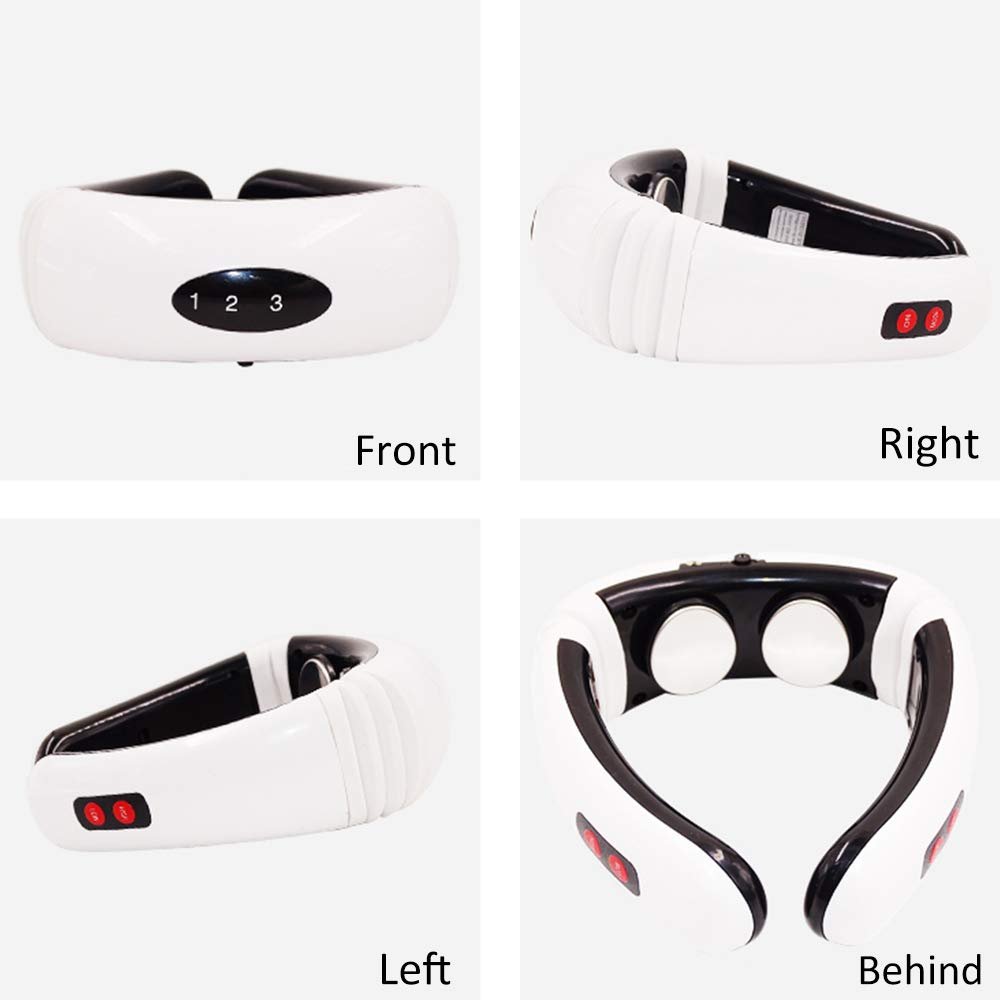 Electric Neck Massager ? Smart Heating & Pulse Technology | Portable Neck Relaxation Device for Pain Relief, Muscle Tension, and Stress | Wireless, Rechargeable