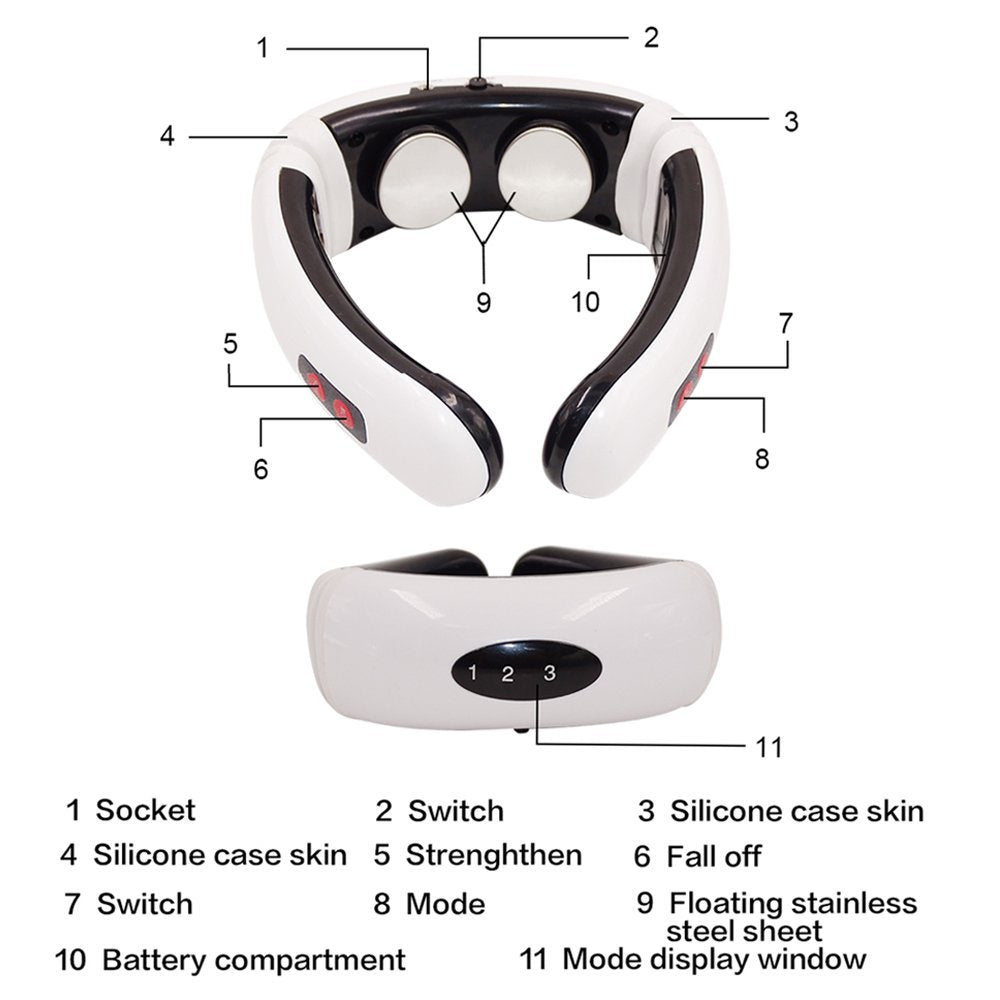Electric Neck Massager ? Smart Heating & Pulse Technology | Portable Neck Relaxation Device for Pain Relief, Muscle Tension, and Stress | Wireless, Rechargeable