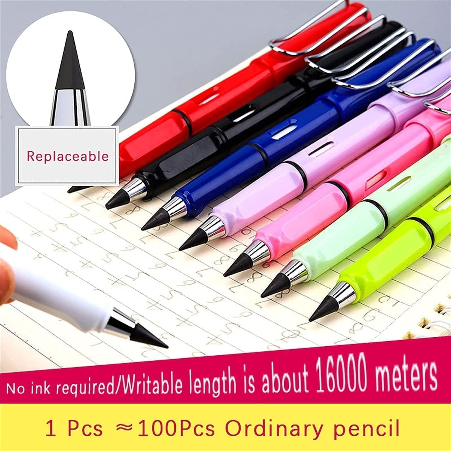 Inkless Pencil with Eraser ? Reusable, Mess-Free Writing Tool ? Durable Metal Tip, Erasable Marks, Eco-Friendly ? Ideal for School, Office, Drawing, and Note-Taking