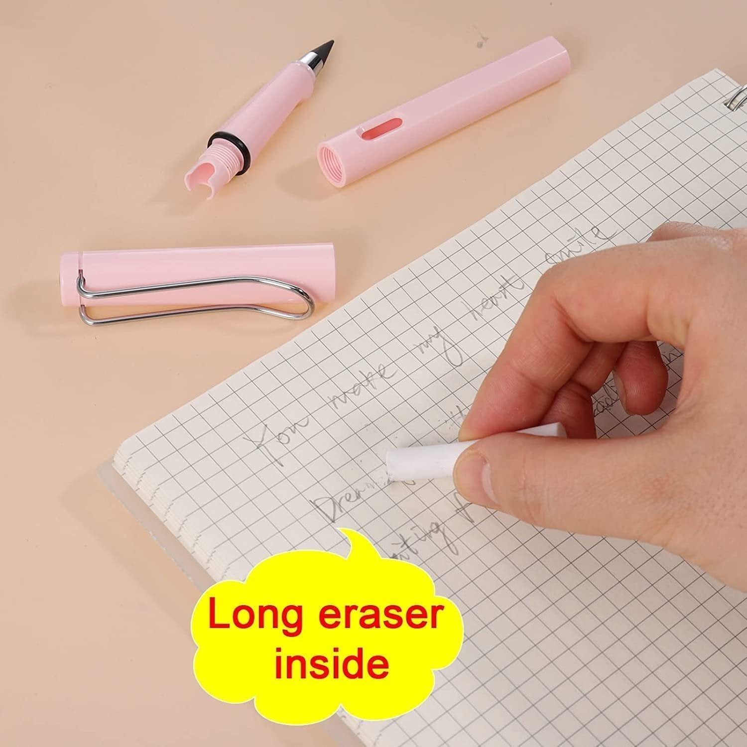 Inkless Pencil with Eraser ? Reusable, Mess-Free Writing Tool ? Durable Metal Tip, Erasable Marks, Eco-Friendly ? Ideal for School, Office, Drawing, and Note-Taking