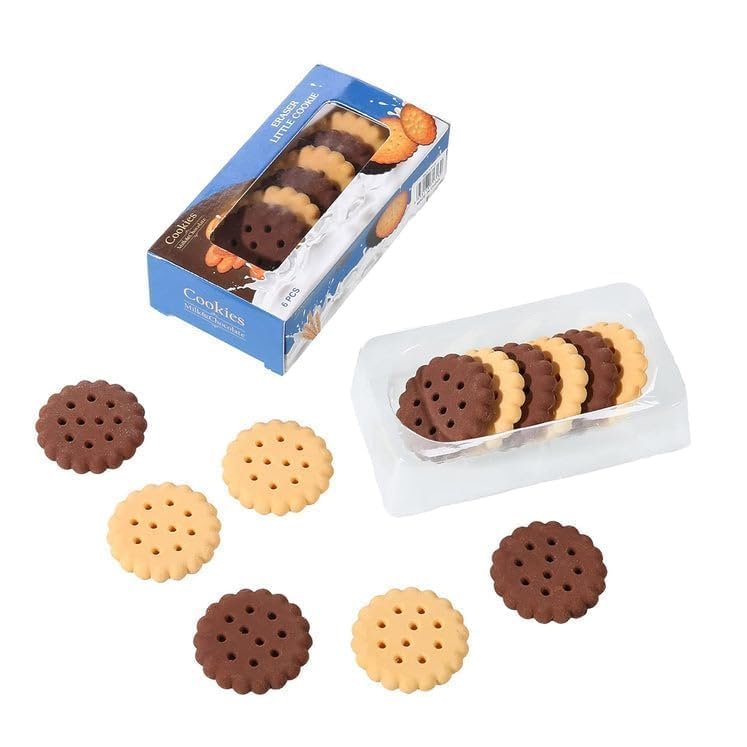 Mini Biscuit Shaped Erasers ? Set of 6 ? Cute and Realistic Erasers for Kids, Students, and Collectors ? Soft, Non-Toxic, Durable ? Perfect for School Supplies, Party Favors, and Gifts