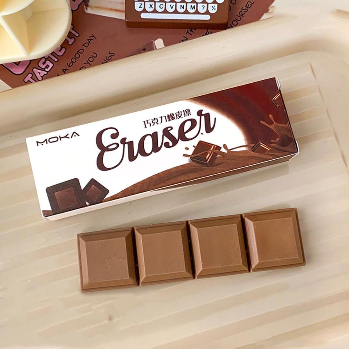 Cadbury Shaped Eraser ? 1 PC ? Fun and Realistic Chocolate Bar Design ? Cute, Creative, and Unique Eraser for Kids, Students, and Collectors ? Non-Toxic, Durable, Perfect for School and Gifts