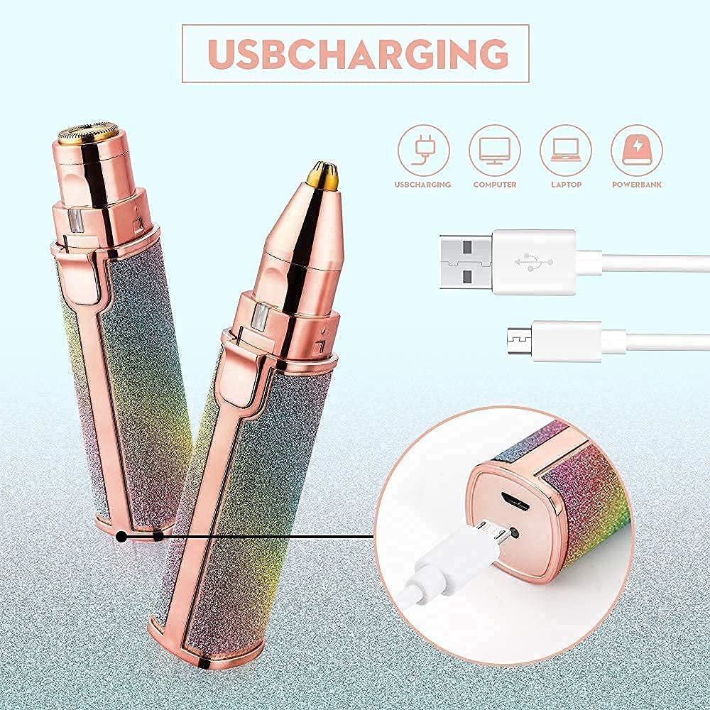 2 in 1 Electric Rechargeable Flawless Eyebrow Trimmer | Precision Shaving & Eyebrow Grooming | Rechargeable & Compact Design