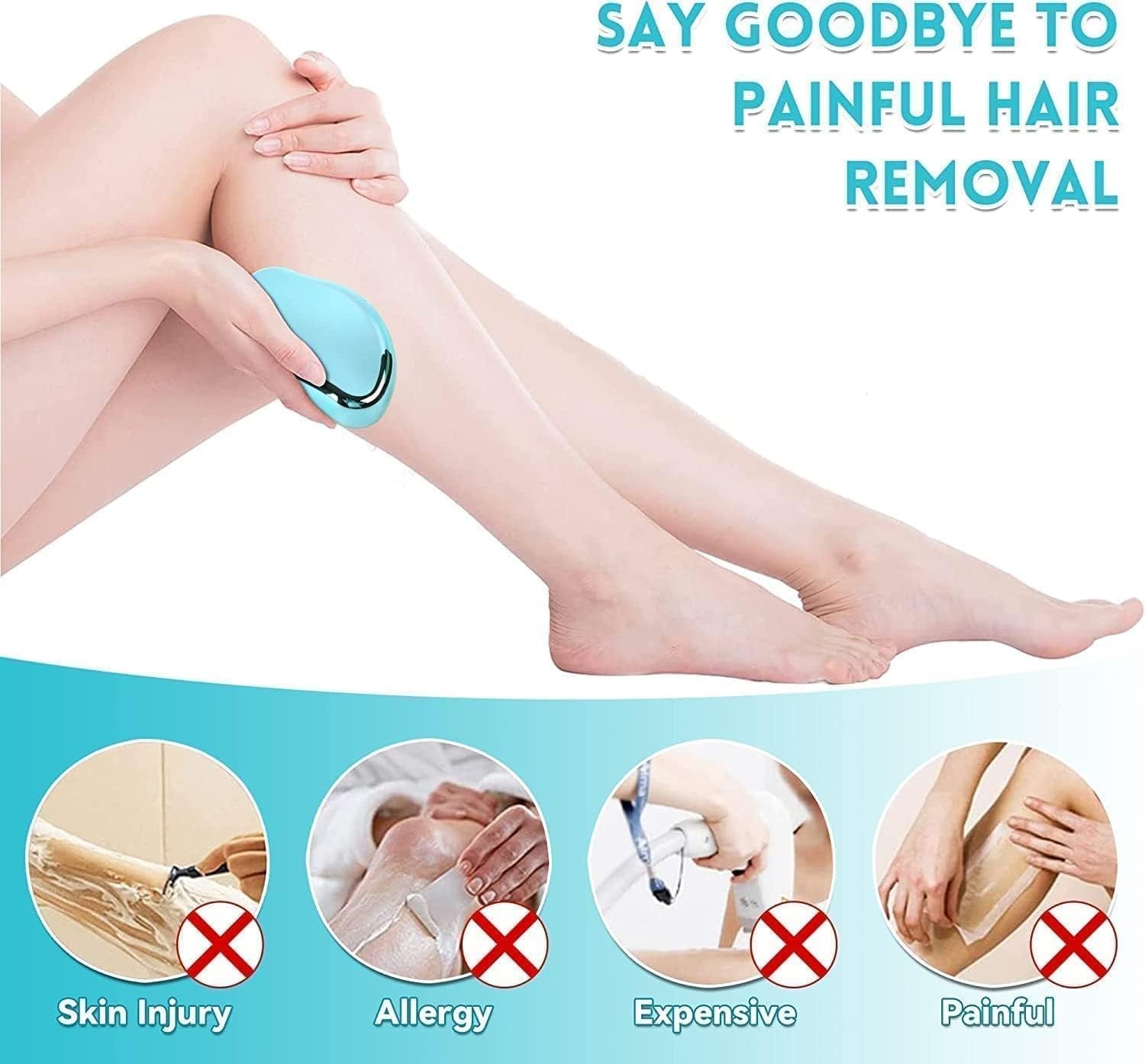 Crystal Hair Remover | Gentle & Pain-Free Hair Removal | Smooth & Effortless for Face, Arms & Legs | Reusable & Convenient