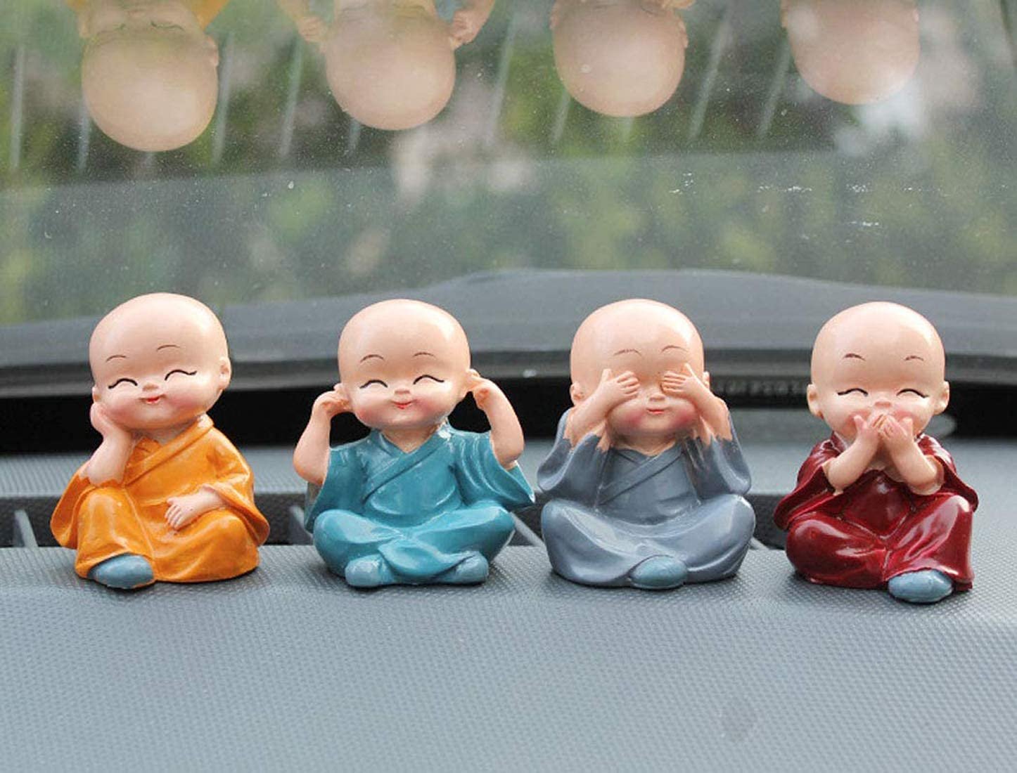 Monk Buddha Decorative Set of 4 | Premium Handcrafted Figurines | Spiritual Home Decor for Peace & Tranquility