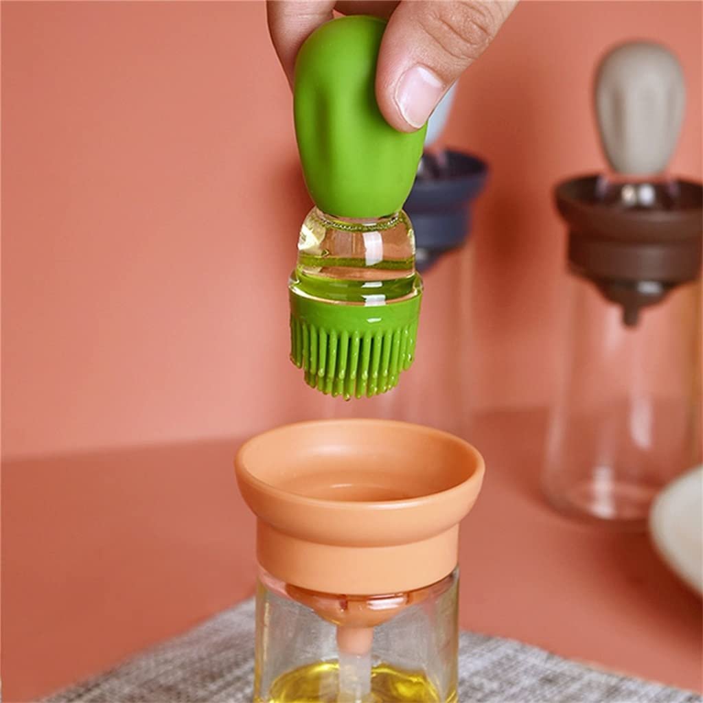 2 in 1 Silicone Dropper Oil Dispenser Bottle | Leak-Proof, Reusable Oil Dispenser with Dropper and Brush | Ideal for Cooking & Baking