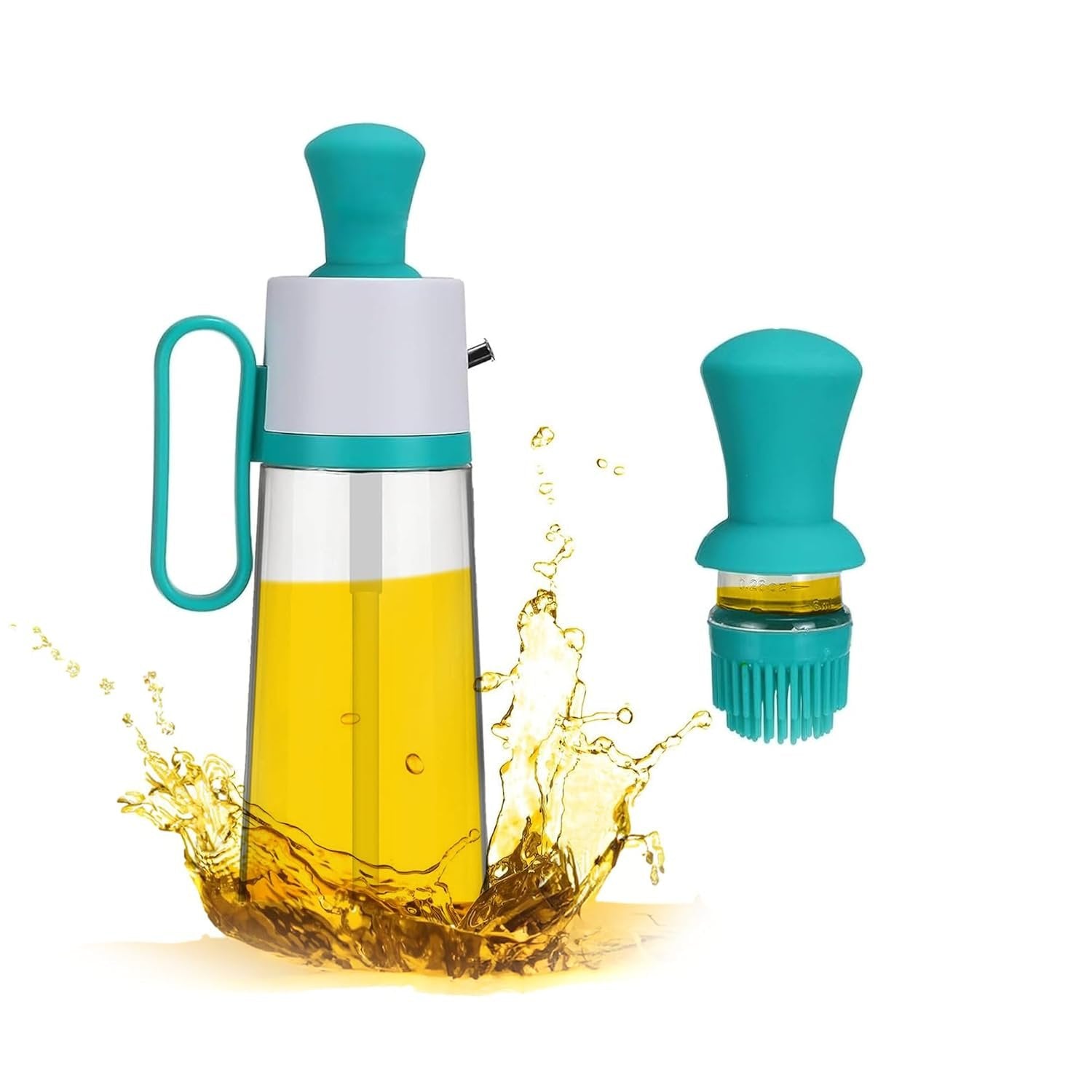 2 in 1 Glass Oil Dispenser Bottle with Brush | Oil, Vinegar & Sauce Dispenser | Easy to Pour & Brush for Cooking & Grilling