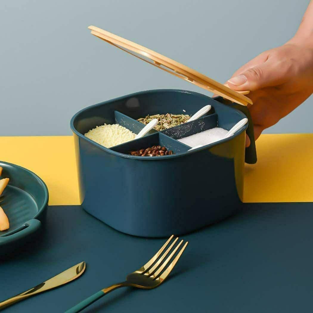 4 Compartments Seasoning Box Spice Jar | Airtight, Durable Spice Storage Box | Organize Your Spices, Herbs, & Seasonings | Ideal for Kitchen Storage