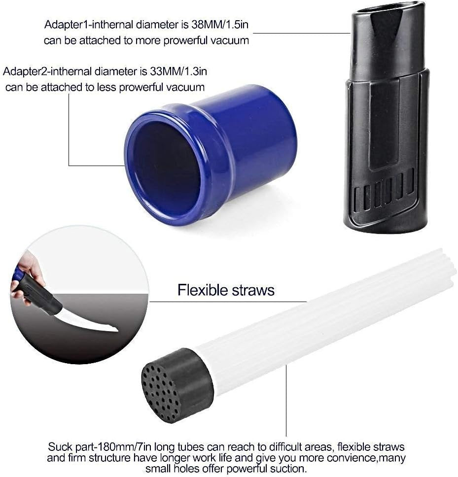 Dust Daddy Vacuum Attachment ? Universal Dust Cleaner with Flexible Tubes ? Cleans Cracks, Keyboards, Drawers & Hard-to-Reach Areas