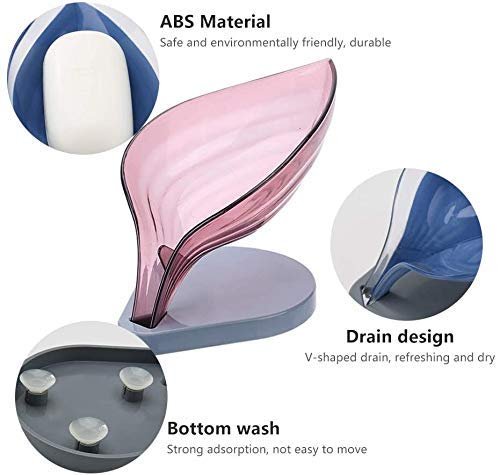 Leaf Shape Soap Holder ? Self-Draining Soap Dish for Bathroom & Kitchen ? Anti-Slip Design, Easy Drainage, Stylish & Functional