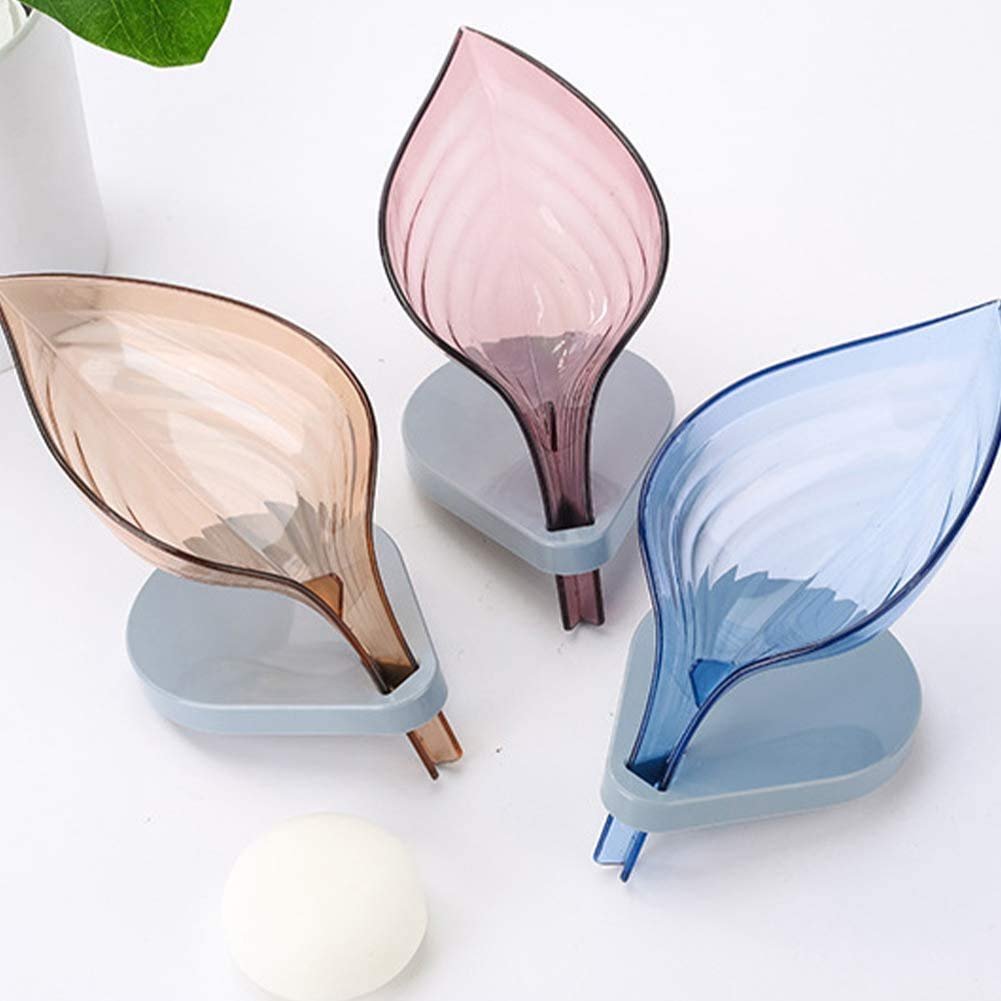 Leaf Shape Soap Holder ? Self-Draining Soap Dish for Bathroom & Kitchen ? Anti-Slip Design, Easy Drainage, Stylish & Functional