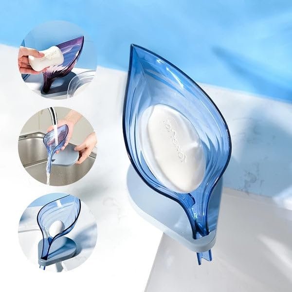 Leaf Shape Soap Holder ? Self-Draining Soap Dish for Bathroom & Kitchen ? Anti-Slip Design, Easy Drainage, Stylish & Functional
