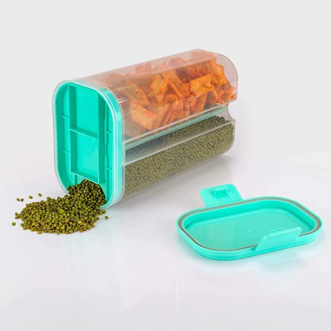 2 Section Airtight Food Container ? Leak-Proof Dual Compartment Lunch & Snack Box ? Microwave Safe & BPA-Free