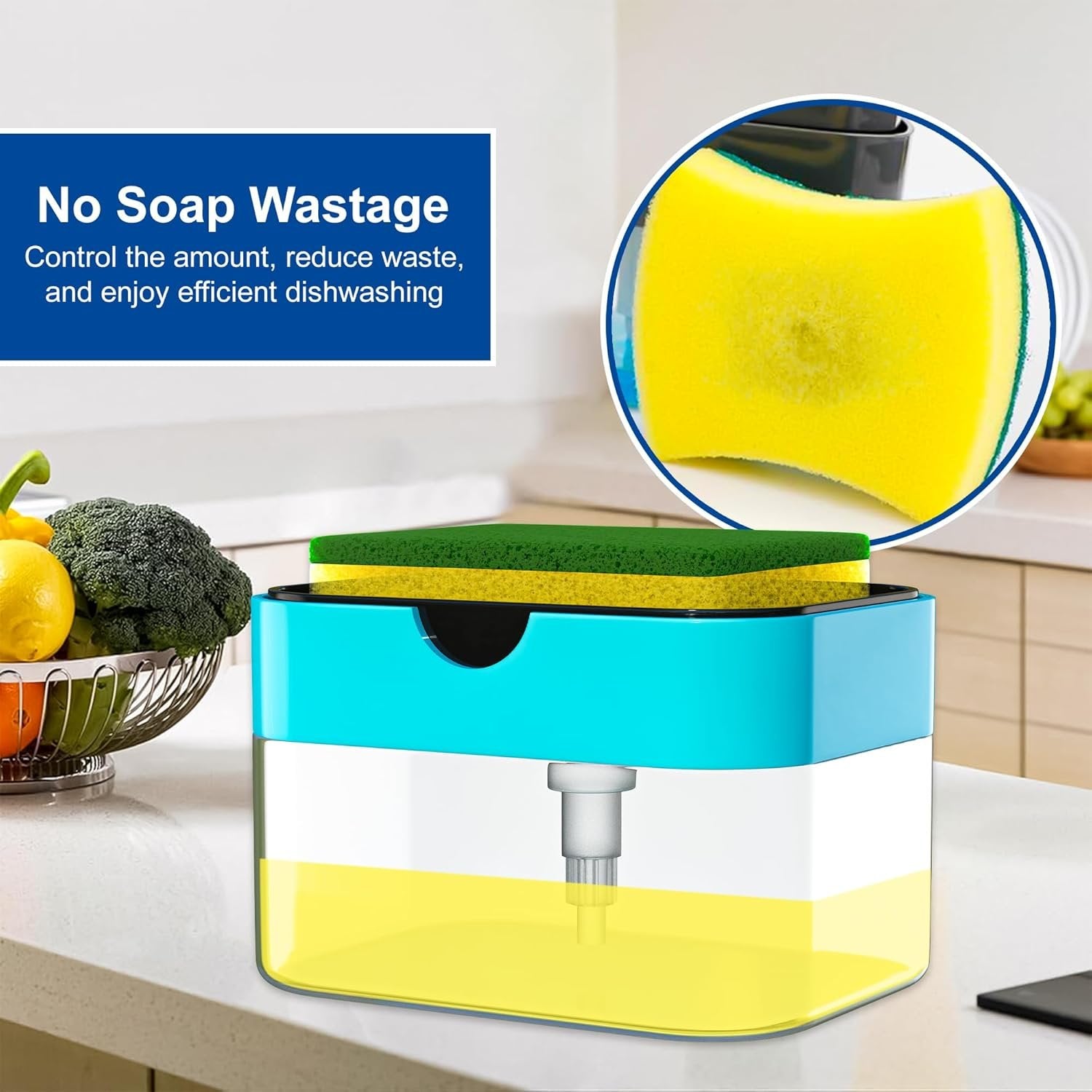 Soap Pump Dispenser for Kitchen & Bathroom ? One-Hand Press Liquid Soap Holder ? Compact & Leak-Proof Design