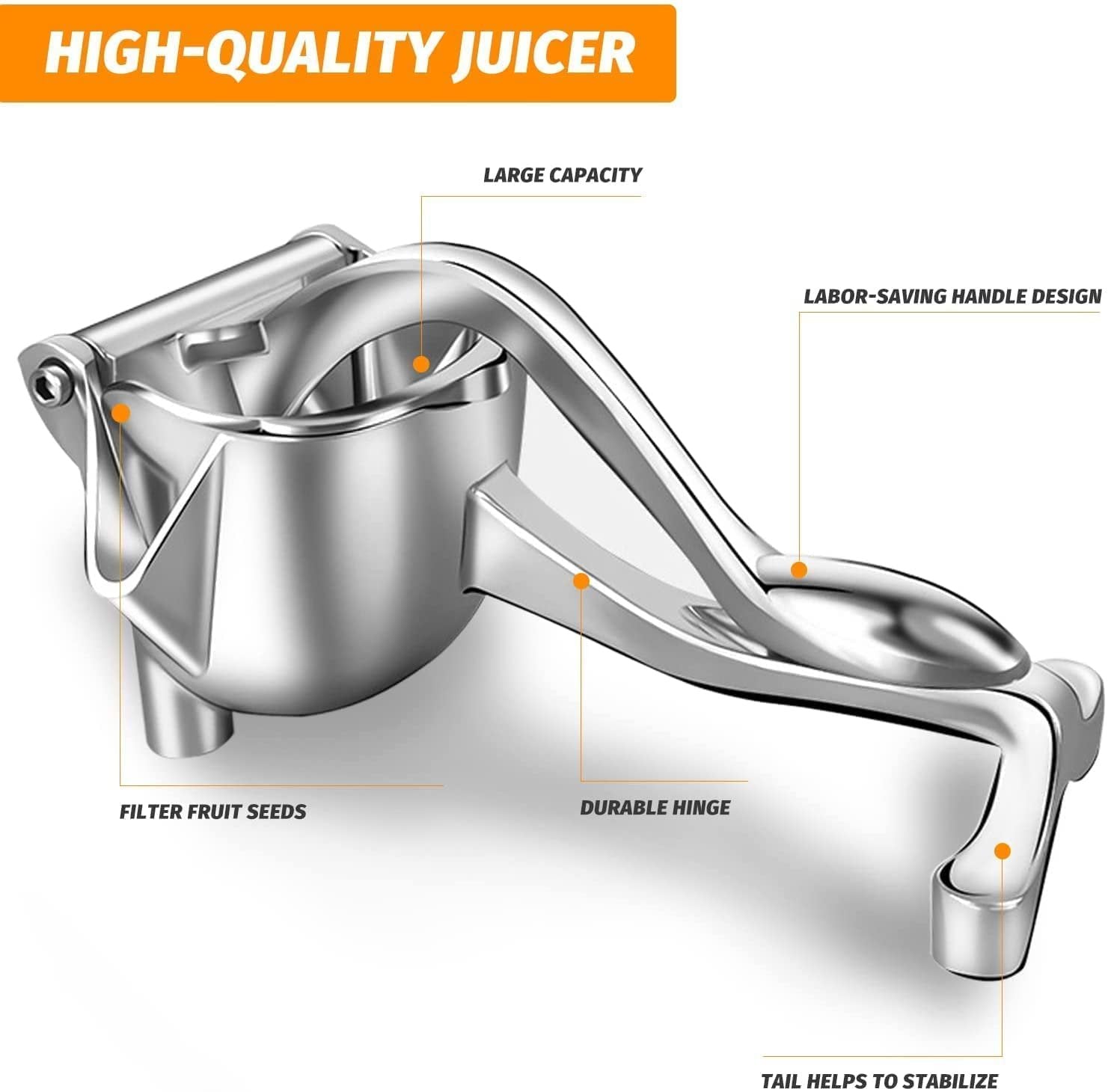 Manual Aluminium Fruit Press Juicer ? Heavy Duty Hand Squeezer for Citrus, Lemon, Orange, Pomegranate