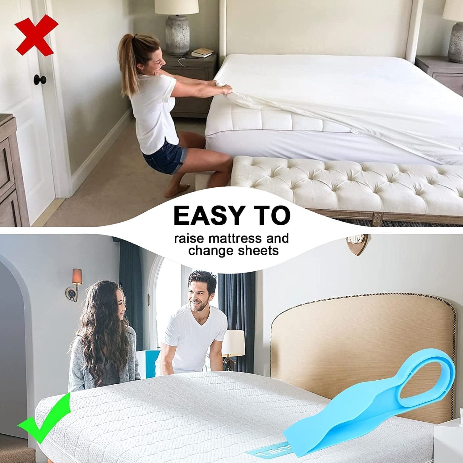 Mattress Lifter Tool ? Heavy Duty Bed Lifter for Easy Moving & Cleaning ? Sofa & Mattress Lifter with Non-Slip Grip