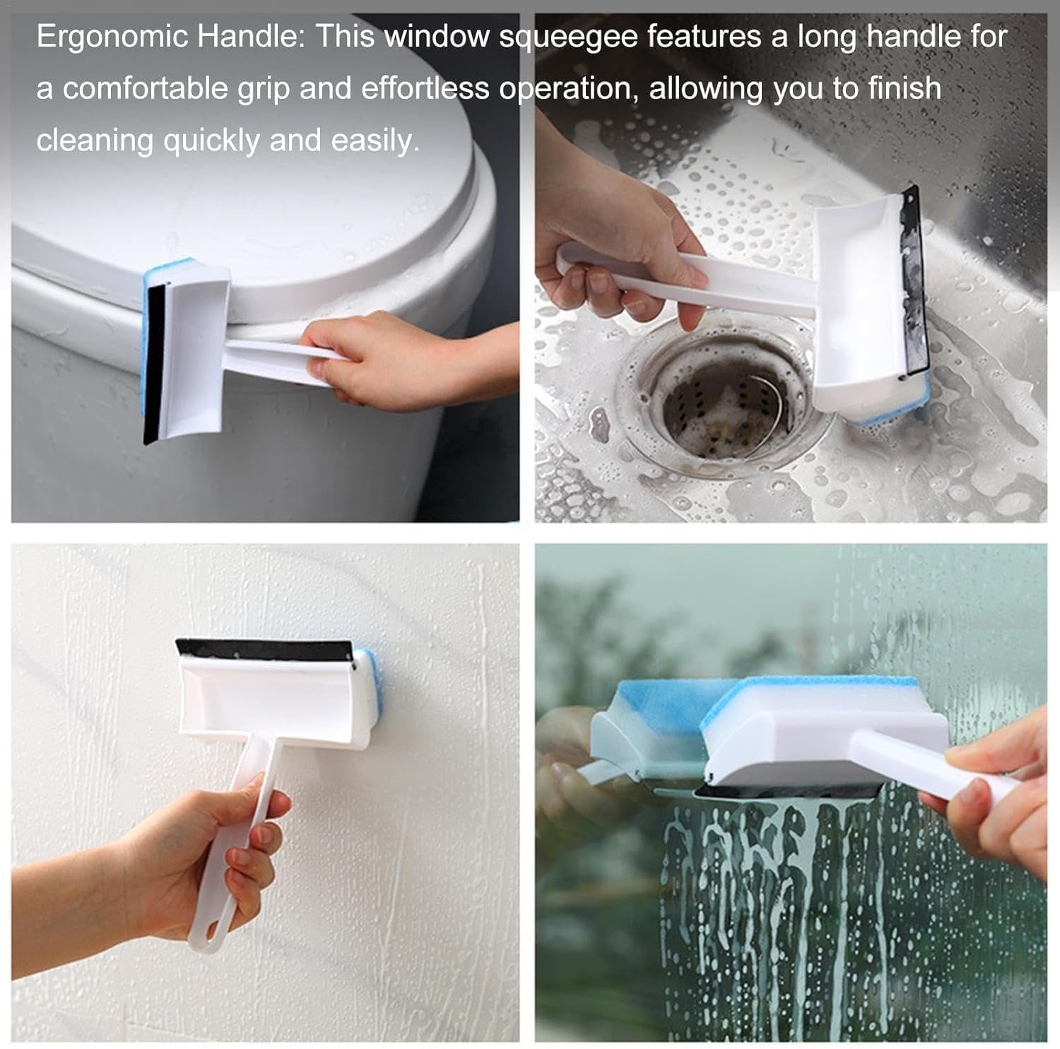 2-in-1 Glass Wiper Cleaning Brush ? Multi-Purpose Window & Glass Cleaner with Scraper for Streak-Free Shine