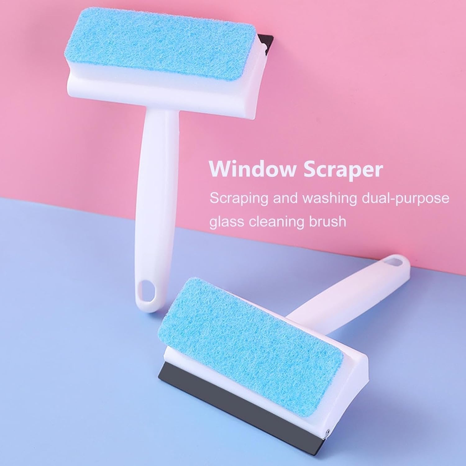 2-in-1 Glass Wiper Cleaning Brush ? Multi-Purpose Window & Glass Cleaner with Scraper for Streak-Free Shine