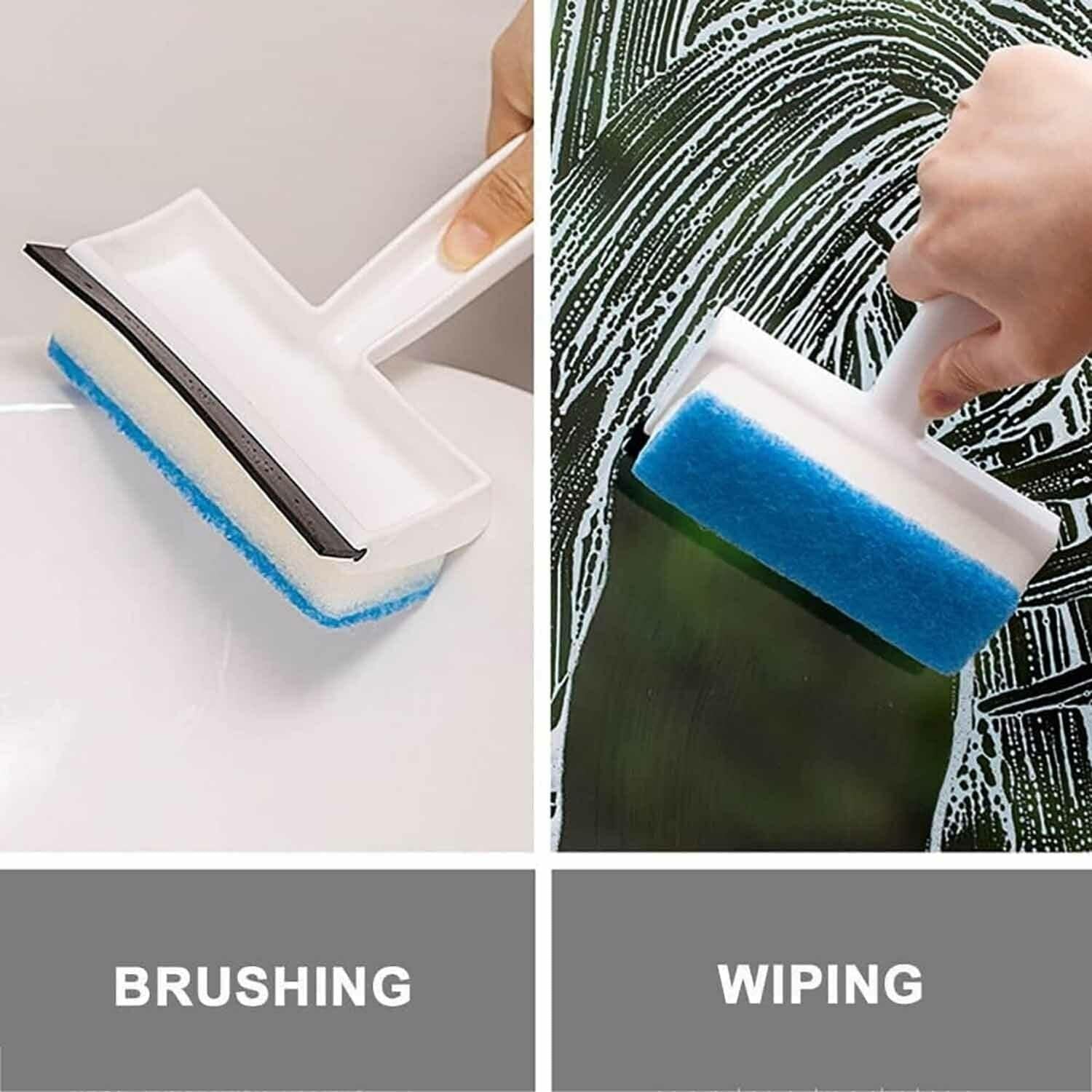 2-in-1 Glass Wiper Cleaning Brush ? Multi-Purpose Window & Glass Cleaner with Scraper for Streak-Free Shine