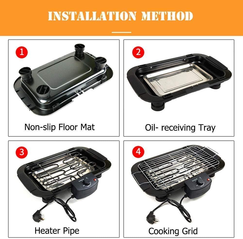 BBQ Electric Barbecue Grill ? Indoor & Outdoor Electric Grill for Perfect Grilling, Smokeless & Adjustable Heat