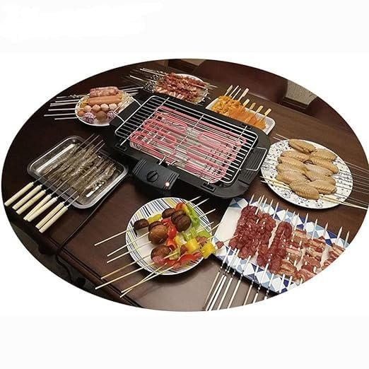 BBQ Electric Barbecue Grill ? Indoor & Outdoor Electric Grill for Perfect Grilling, Smokeless & Adjustable Heat