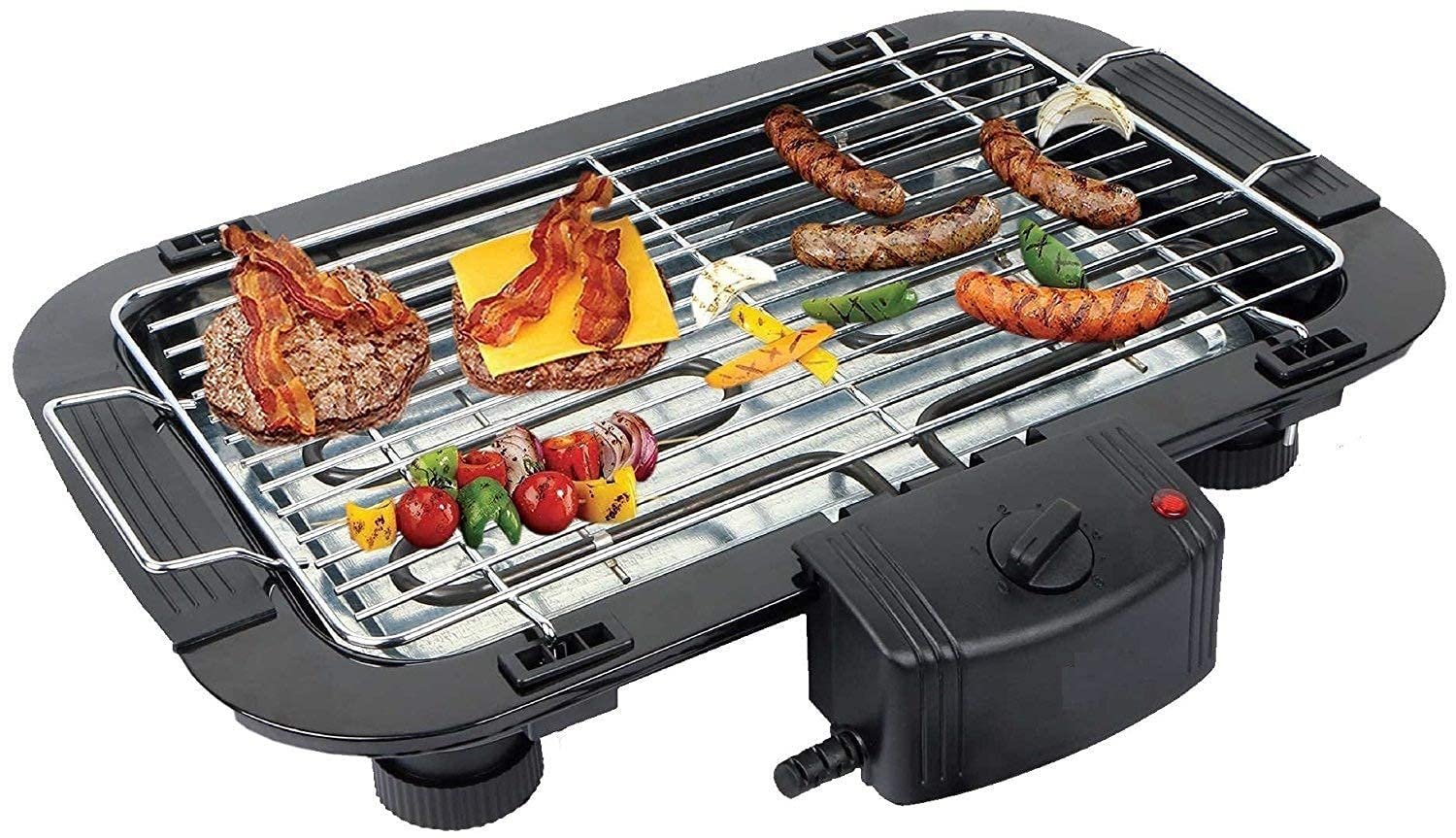 BBQ Electric Barbecue Grill ? Indoor & Outdoor Electric Grill for Perfect Grilling, Smokeless & Adjustable Heat