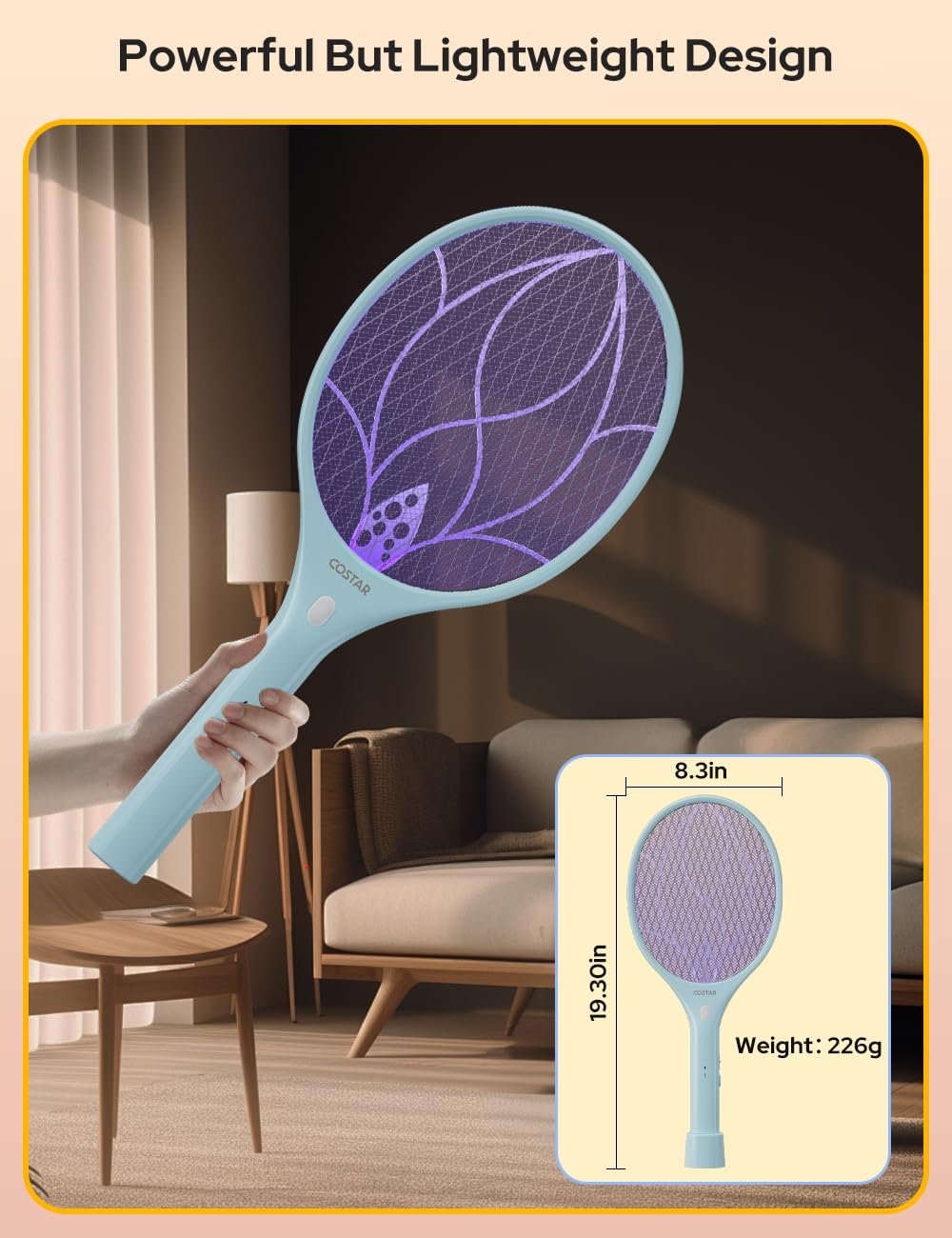 Rechargeable Mosquito Killer Racket ? LED Electric Fly Swatter with Rechargeable Battery ? Portable and Safe Mosquito Repellent